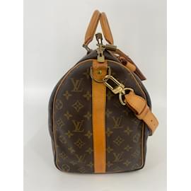 Louis Vuitton-Brown Coated Canvas Louis Vuitton Keepall Bandouliere 45-Brown