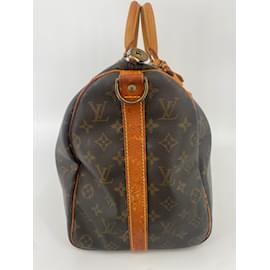 Louis Vuitton-Brown Coated Canvas Louis Vuitton Keepall Bandouliere 45-Brown