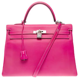 Hermès-Hermes Kelly bag 35 in Pink Leather - 101267-Pink