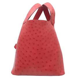 Hermès-Hermes Red Ostrich Skin Leather Picotin Lock 22 Tote bag-Red