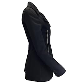 Dolce & Gabbana-Dolce & Gabbana Black / Silver Zipper Detail lined Breasted Wool Blazer-Black