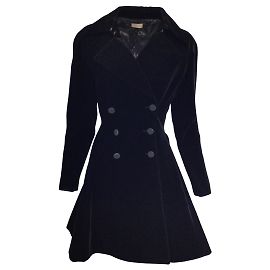 Alaïa Alaia Black lined Breasted Flared Velvet Coat Black