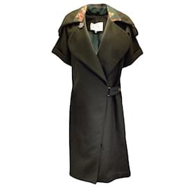 Autre Marque-Johanna Ortiz Olive Green The Way of the Warrior Short Sleeved Wool Coat-Green
