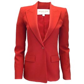 Michael Kors Collection Scarlet One-Button Wool Crepe Blazer Red