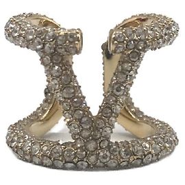 ****VALENTINO GARAVANI Bague en cristal avec signature dorée VLogo Bijouterie dorée