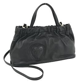 Gucci-Gucci Hysteria Crest Satchel Leather Handbag 212994 in Good condition-Black