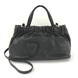 Gucci-Gucci Hysteria Crest Satchel Leather Handbag 212994 in Good condition-Black
