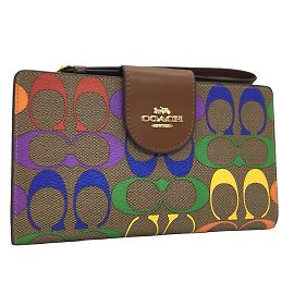 Coach Signature Canvas Rainbow Tech Handy-Geldbörse C9944 Braun