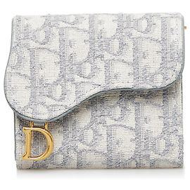 Carteira Dior Cinza Oblíqua Saddle Cinza