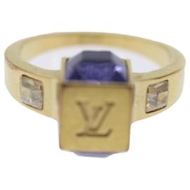 Louis Vuitton Gold Tone Crystal Gamble Ring Size EU 53 Louis Vuitton