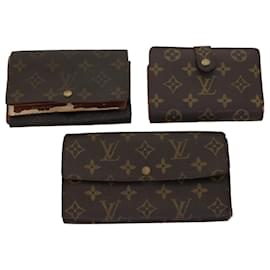 Louis Vuitton-LOUIS VUITTON Monogram Wallet 3set LV Auth 45620-Monogram