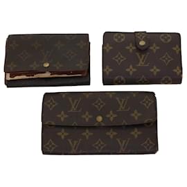 Louis Vuitton-LOUIS VUITTON Monogram Wallet 3set LV Auth 45620-Monogram