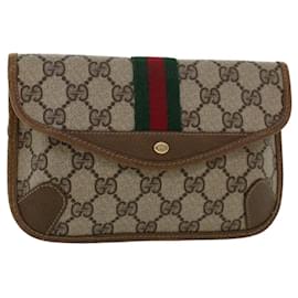 Gucci-GUCCI GG Canvas Web Sherry Line Pouch Beige Red Green 89.01.021 Auth yk7427-Red,Beige,Green