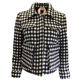 No 21 NO. 21 Black / White Gingham Checkered Wool Jacket Black