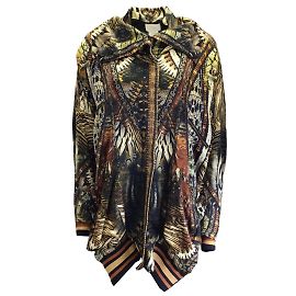 Camilla Camila Brown / Jaqueta Parka Multi Kakadu Calling Dourada Multicor