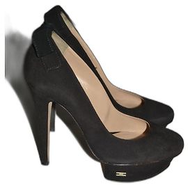 Escarpins Elisabetta Franchi en daim noir Taille 36 Noir