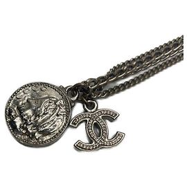 Chanel necklace silver Silvery