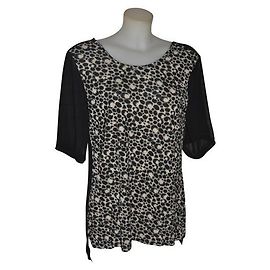 French Connection Black and White Viscose Oversized Top XL Black White