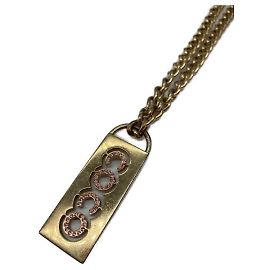 ***Collier plaque coco strass CHANEL Rose Doré
