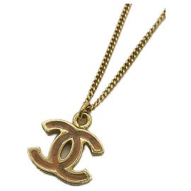 ***CHANEL  [OLD] Lame processing coco mark necklace Golden