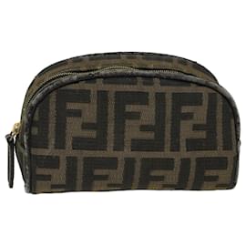 Fendi-FENDI Pochette en toile Zucca Noir Marron Auth yb178-Marron,Noir