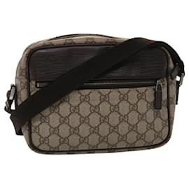 Gucci-GUCCI GG Canvas Shoulder Bag PVC Leather Beige 114291 Auth ki3060-Beige