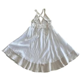 Autre Marque-vestido sin espalda en lino blanco y T greige. 36 - 38-Blanco,Beige