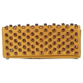 Gucci-Gucci Yellow Satin Broadway Swarovski crystal clutch bag-Yellow