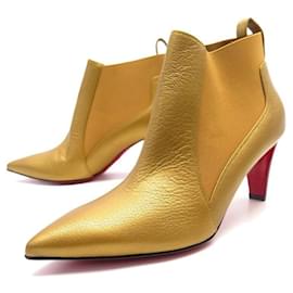 Christian Louboutin-NUOVE SCARPE CHRISTIAN LOUBOUTIN VERAFUSA 70 38.5 STIVALI STIVALI IN PELLE-D'oro