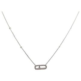 NEUF COLLIER MESSIKA MOVE UNO PAVE 04708-WG 35 A 42 CM OR BLANC NECKLACE Argenté
