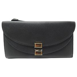 Chloé NEUE CHLOE-BRIEFTASCHE 3P0283 GEORGIA SCHWARZE LEDER-GELDBÖRSE Schwarz