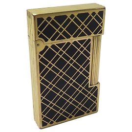 LIGHTER ST DUPONT LINE 2 SMALL CANNAGE CHINESE LACQUER GOLD PLATED LIGHTER Black