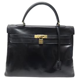 Hermes Kelly Bag 35cm Retourne Brown Box Leather Top Handle Bag 1945  Vintage
