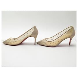 Christian Louboutin-NUOVE SCARPE CHRISTIAN LOUBOUTIN FOLLIES STRASS 70 36.5 NUOVE SCARPE POMPE-Beige