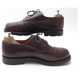 JM Weston-JM WESTON DERBY SHOES 555 7D 41 BROWN LEATHER GUM SOLES SHOES-Brown