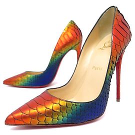 CHAUSSURES CHRISTIAN LOUBOUTIN SO KATE CUIR PYTHON RAINBOW 38 PUMP SHOES Multicolore