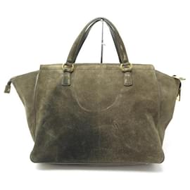 Gucci-Gucci handbag bag 1973 251813 in suede kaki 49CM DEER HAND BAG SHOULDER HOLDER-Khaki