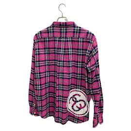 Autre Marque-****STUSSY Check Flannel Long Sleeve Shirt-Black,Pink