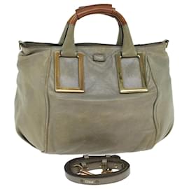 Chloé-Chloe Etel Hand Bag Leather 2way Gray 03-11-50 Auth yb181-Grey