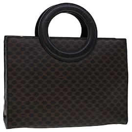 Céline-CELINE Macadam Canvas Hand Bag PVC Leather Black Auth 45906-Black