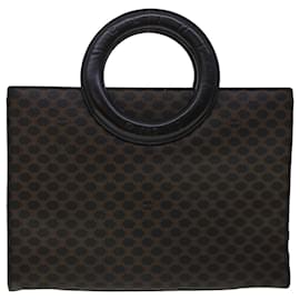 Céline-CELINE Macadam Canvas Hand Bag PVC Leather Black Auth 45906-Black