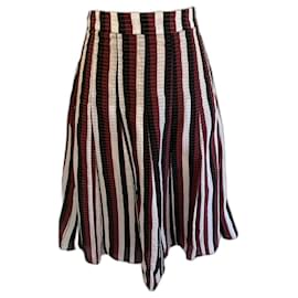 Marni-Marni Burgundy White Black Pleated Summer Skirt UK 10 US 6 EU 38-Black,White,Dark red