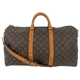 Louis Vuitton-Brown Coated Canvas Louis Vuitton Keepall Bandouliere 50-Brown