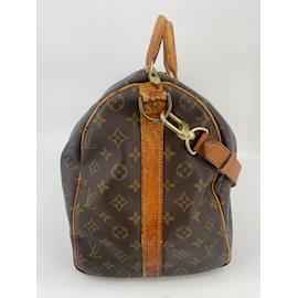 Louis Vuitton-Brown Coated Canvas Louis Vuitton Keepall Bandouliere 50-Brown