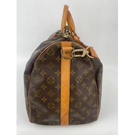 Louis Vuitton-Brown Coated Canvas Louis Vuitton Keepall Bandouliere 50-Brown