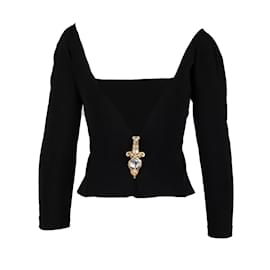 Autre Marque-Collection Privée Top with Jewelled Brooch-Black