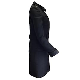 Balenciaga-Balenciaga Black Bow Detail Belted Wool and Silk Coat-Black