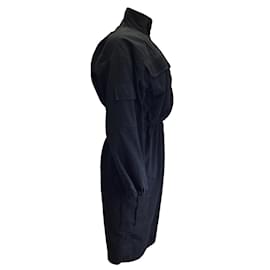 Balenciaga-Balenciaga Black Velcro Detail Long Sleeved Cargo Midi Dress-Black