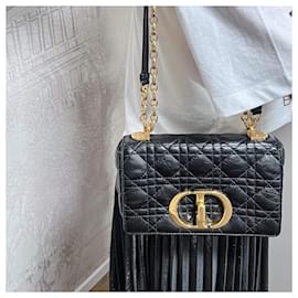 Dior-Caro Cannage Small Leather 2-Way Chain Bag Black-Black