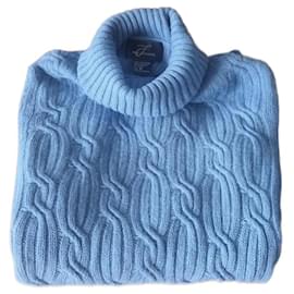Autre Marque Rollkragenpullover aus Kaschmir Hellblau